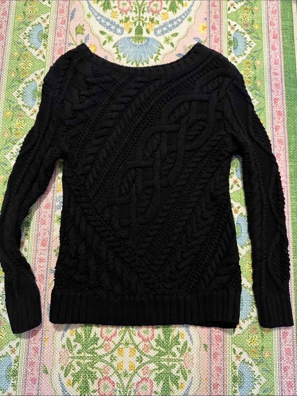 Polo by Ralph Lauren Black Cable Crewneck Sweater